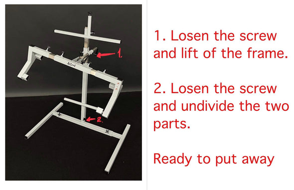 Albert Frame & Stand Version 2.0 package with sideways tilt adjustment feature and include rods